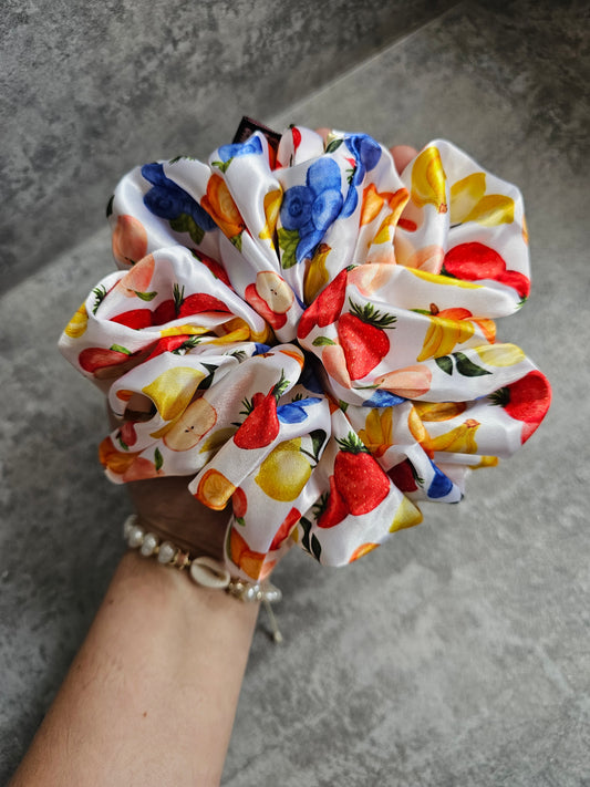 Fruit Salad XL Satin Hair Scrunchie