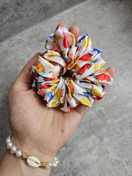 Fruit Salad Midi Satin Hair Scrunchie