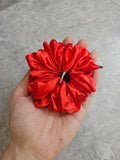 Red Solid Midi Satin Hair Scrunchie
