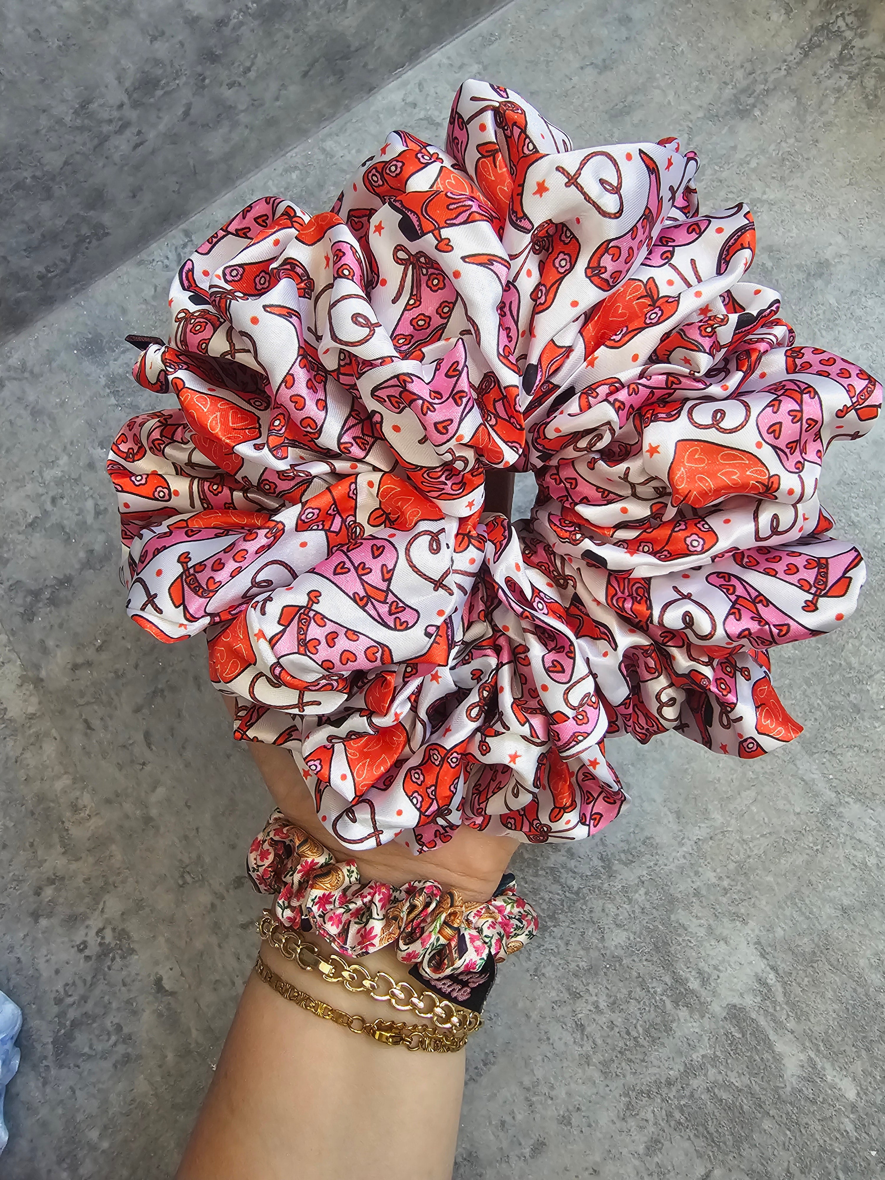 Girly Cowgirl JUMBO hair scrunchies.