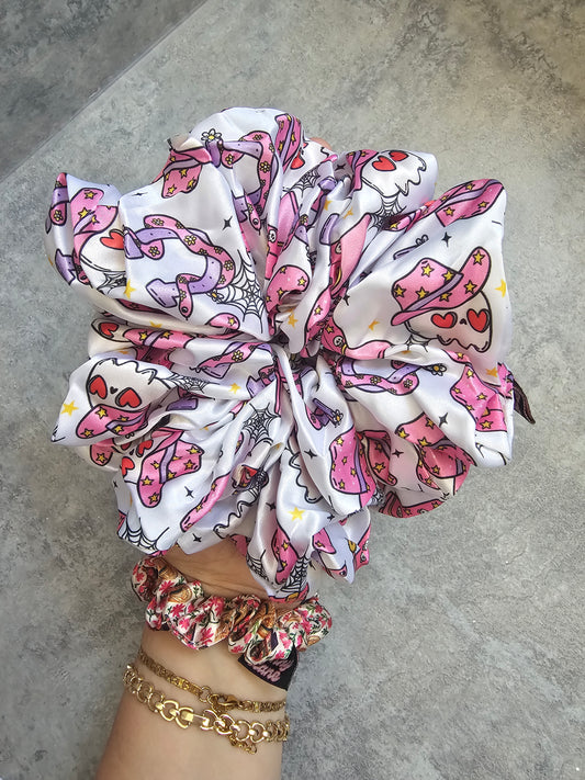 Spooky Cowgirl XL Satin Hair Scrunchie