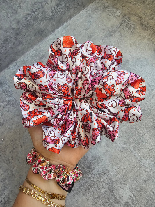 Girly Cowgirl XL Satin Hair Scrunchie