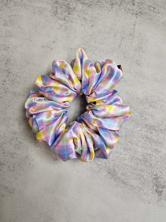 Pastel Tartan Midi Scrunchie