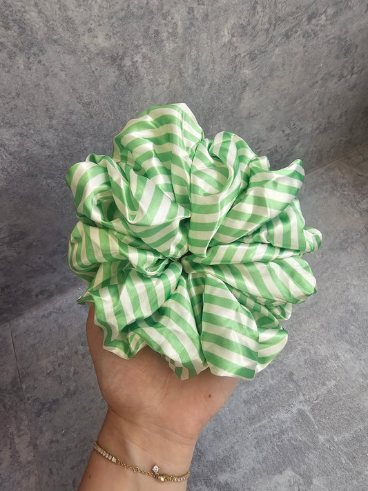 Lemon And Lime Stripes XL Hair Scrunchie.
