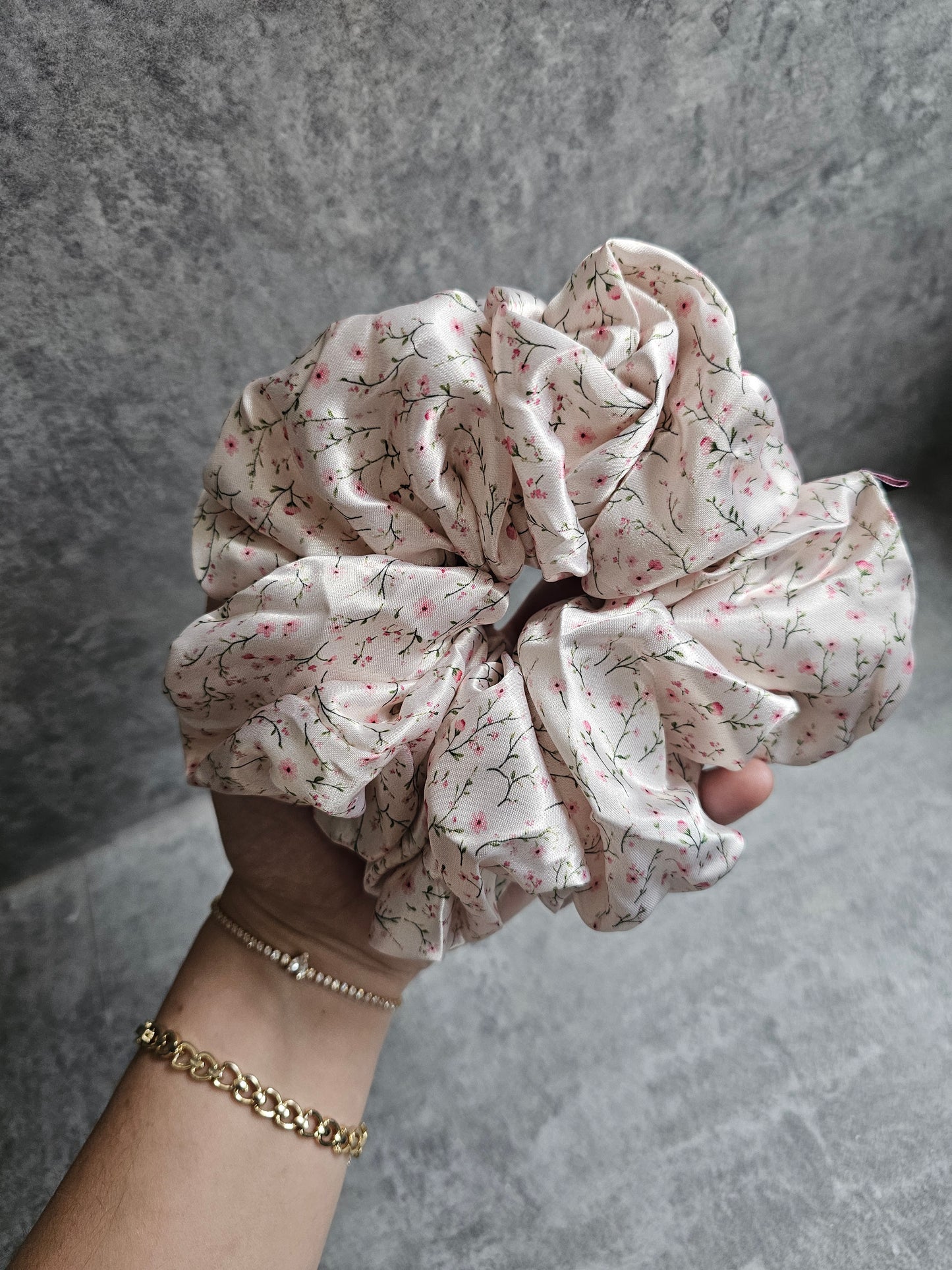 Dainty Floral XL Satin Hair Scrunchie