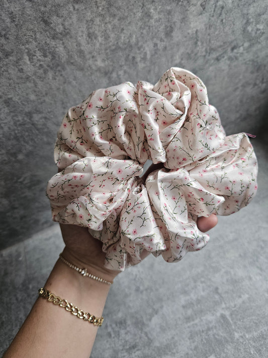 Dainty Floral XL Satin Hair Scrunchie