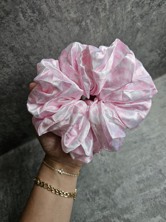 Rose Delight XL Satin Hair Scrunchie