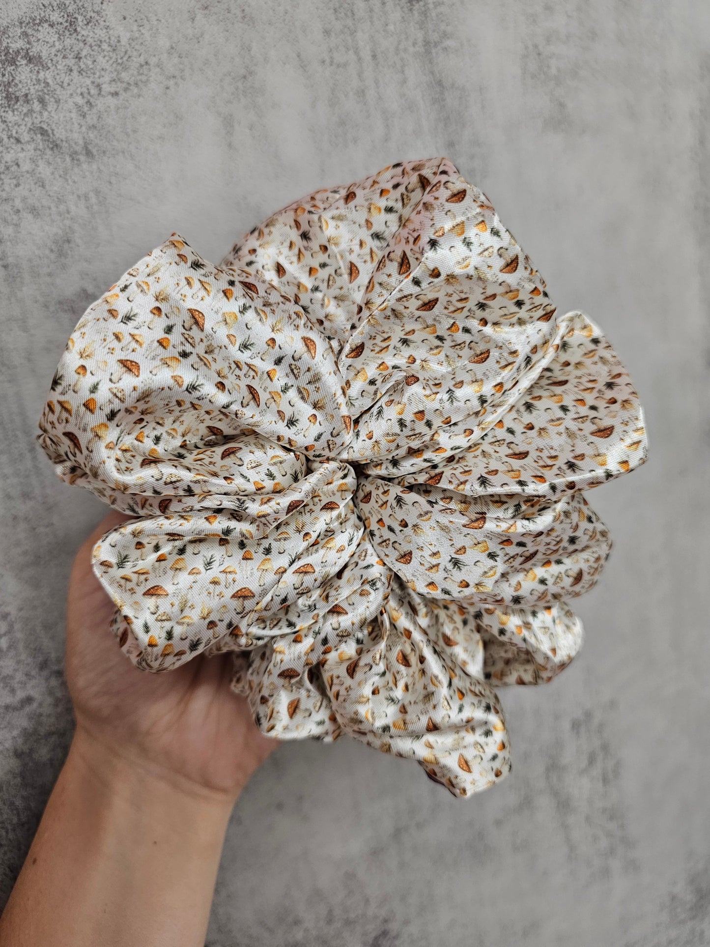 Mushroom Meadow XL Satin Hair Scrunchie