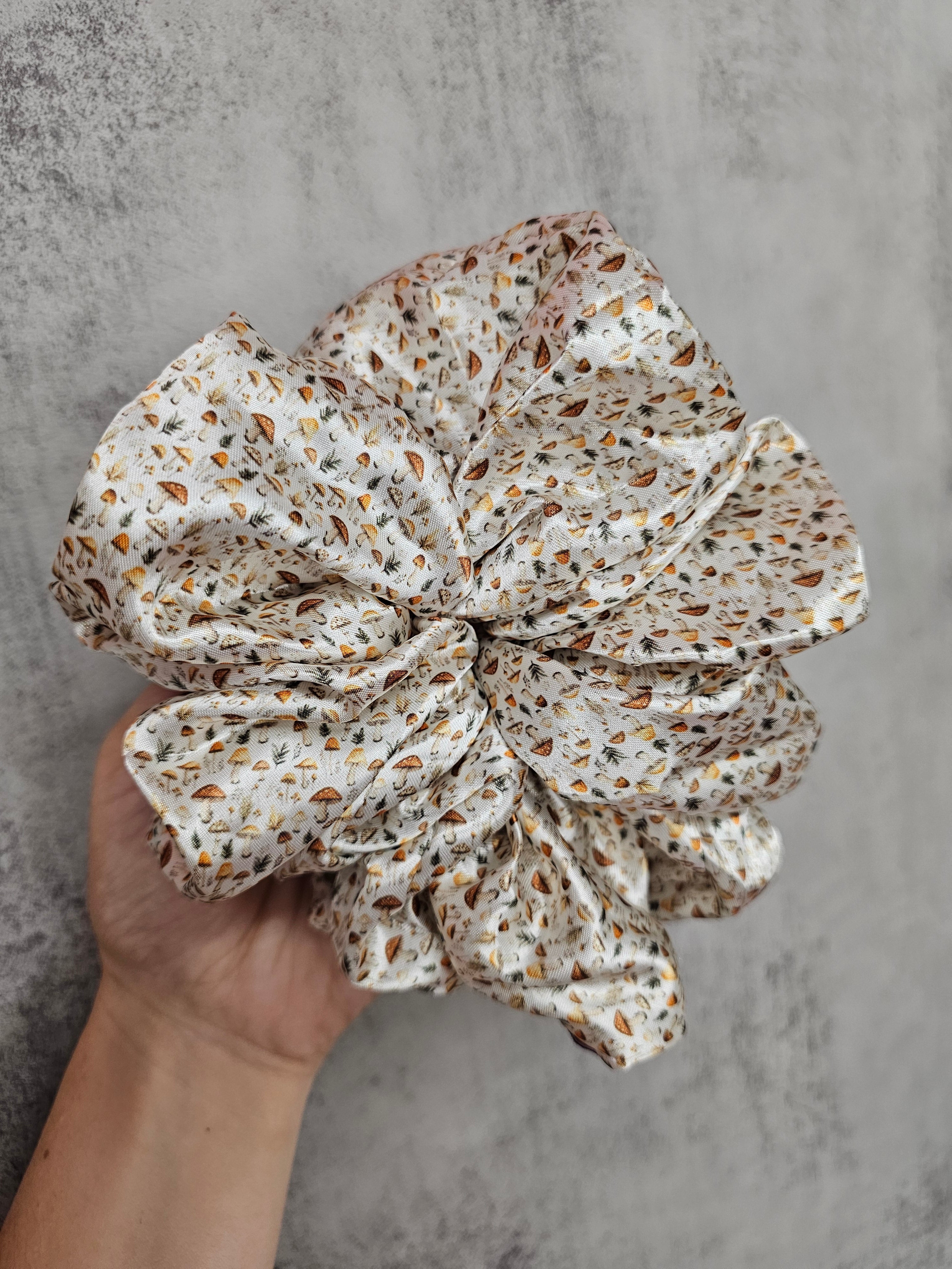 Mushroom Meadow XL Satin Hair Scrunchie