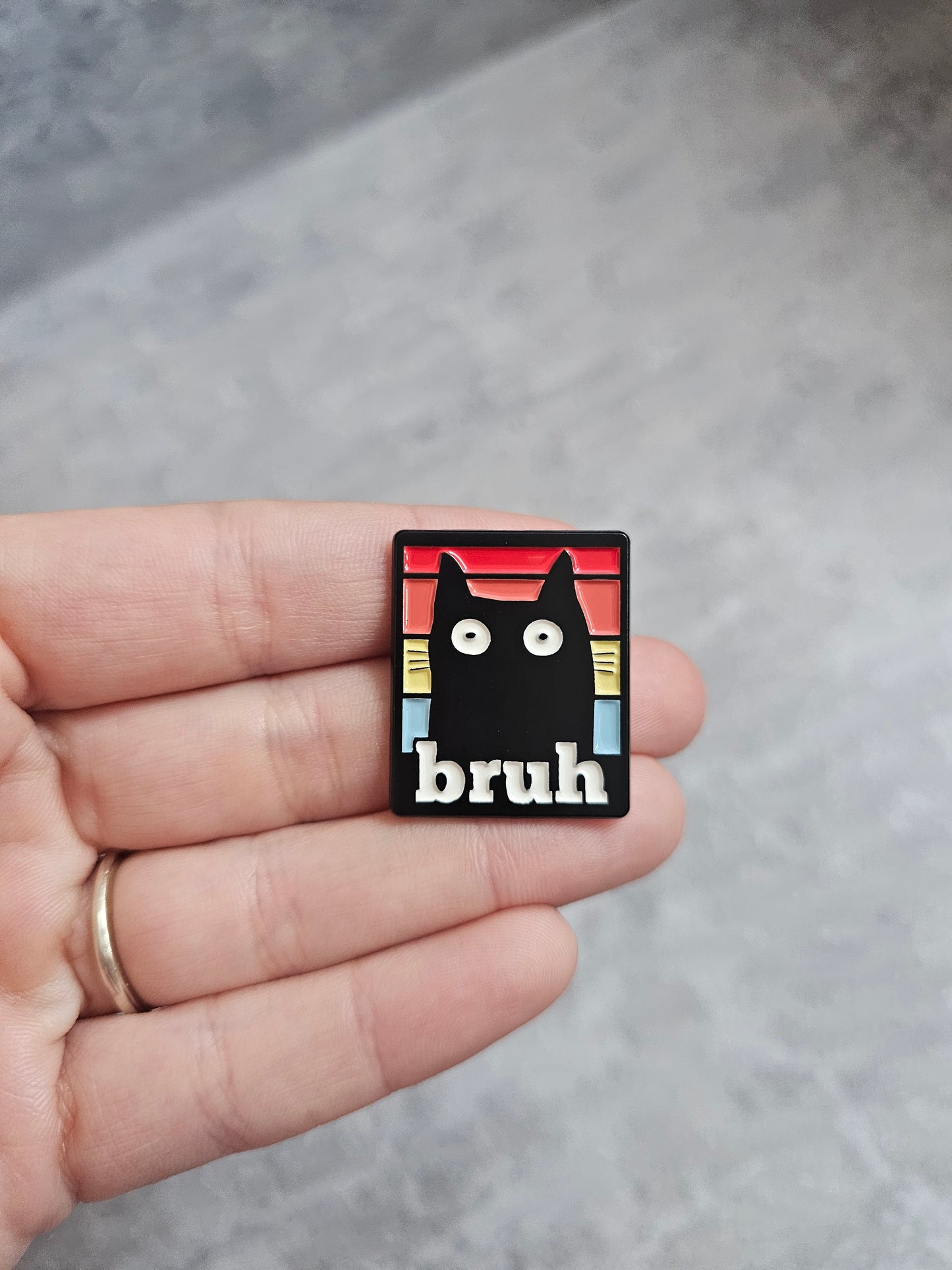 Bruh black cat Pin Badge