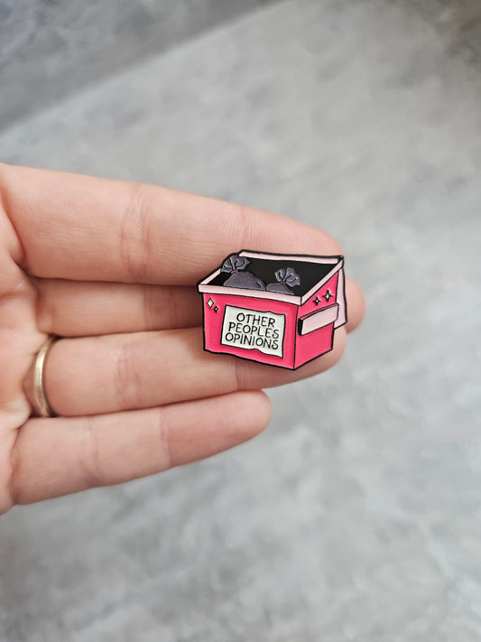 Other people's opinions Pin Badge, Pink bin