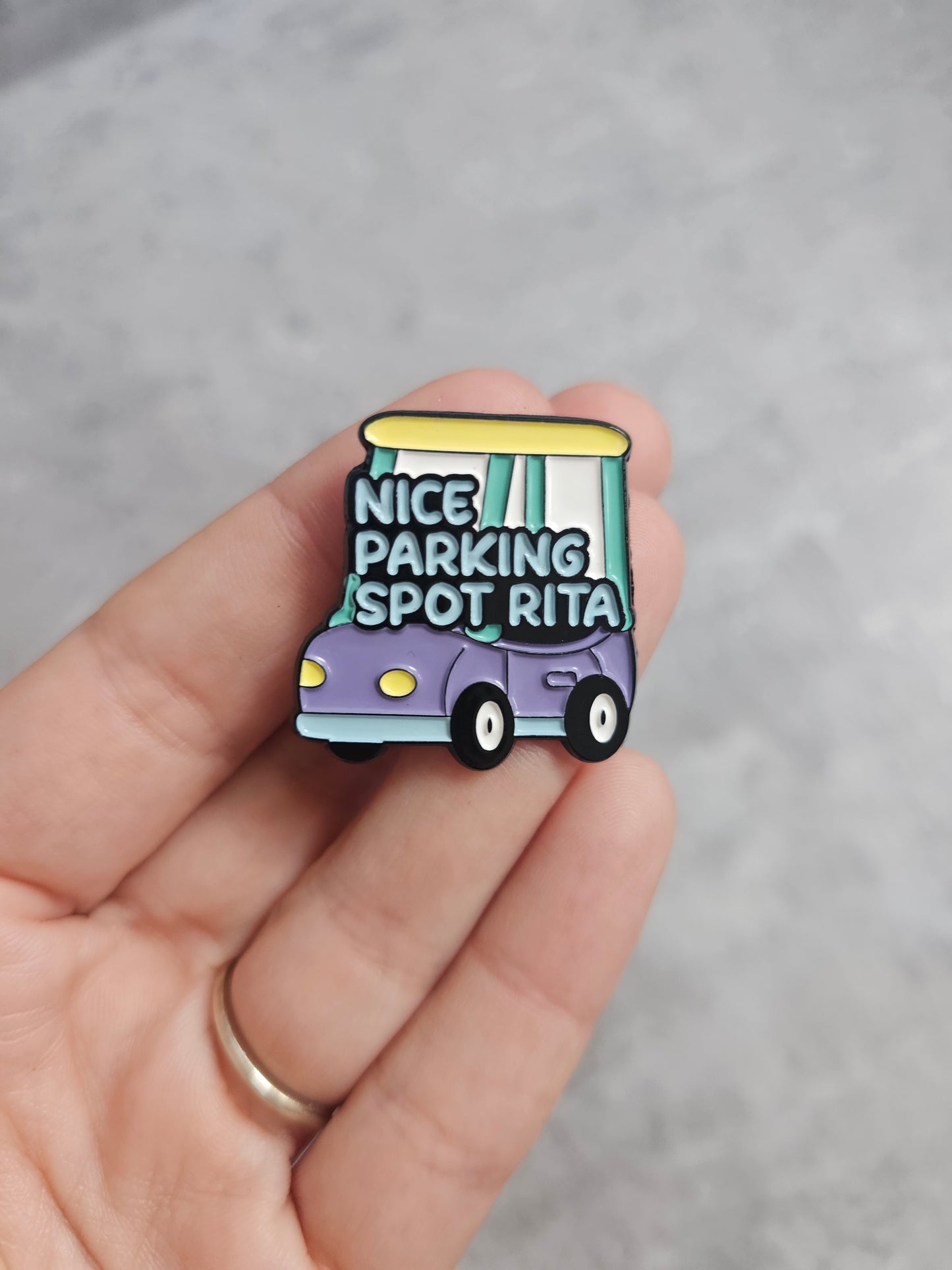 Nice parking spot rita Pin Badge
