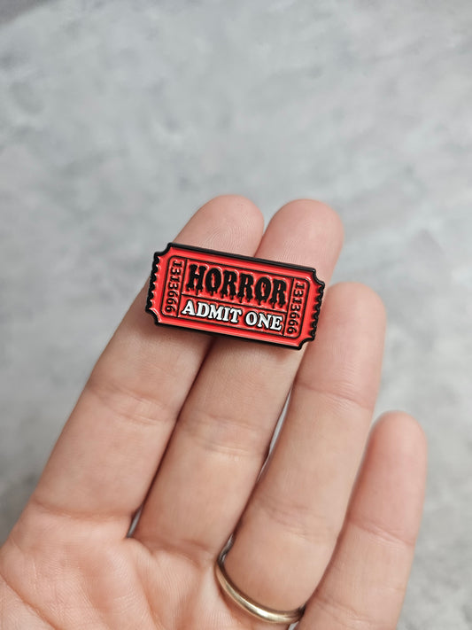Horror admit one ticket Pin Badge