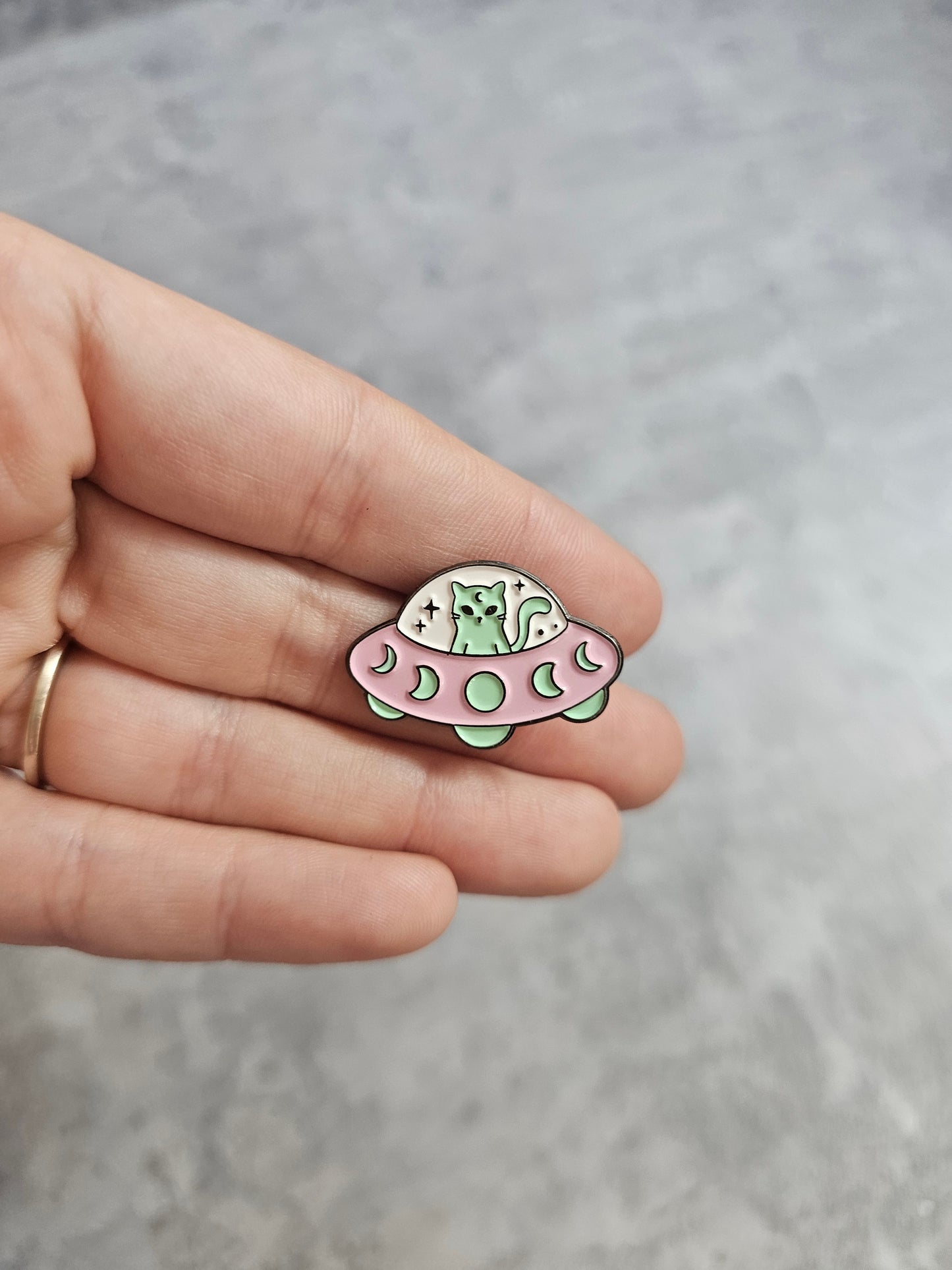 Alien cat in spaceship Pin Badge