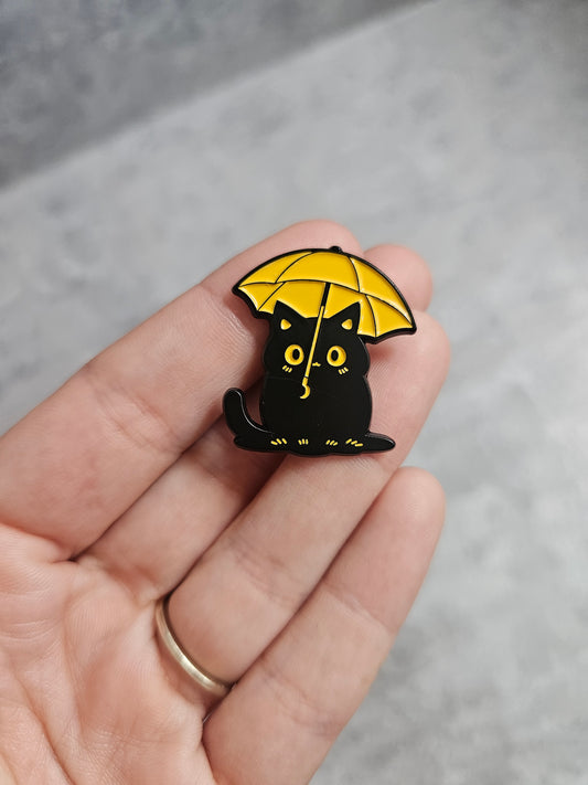 Cat with umbrella Pin Badge