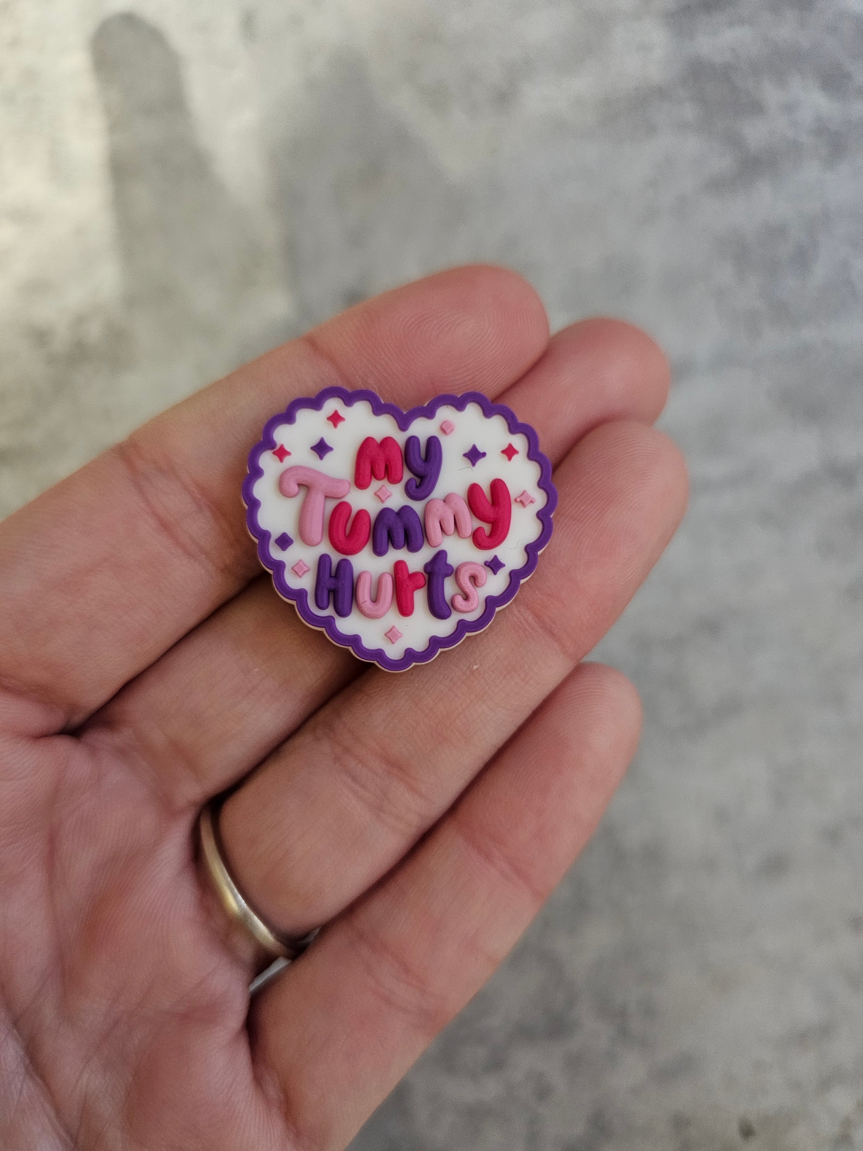 My tummy hurts heart, shoe charm