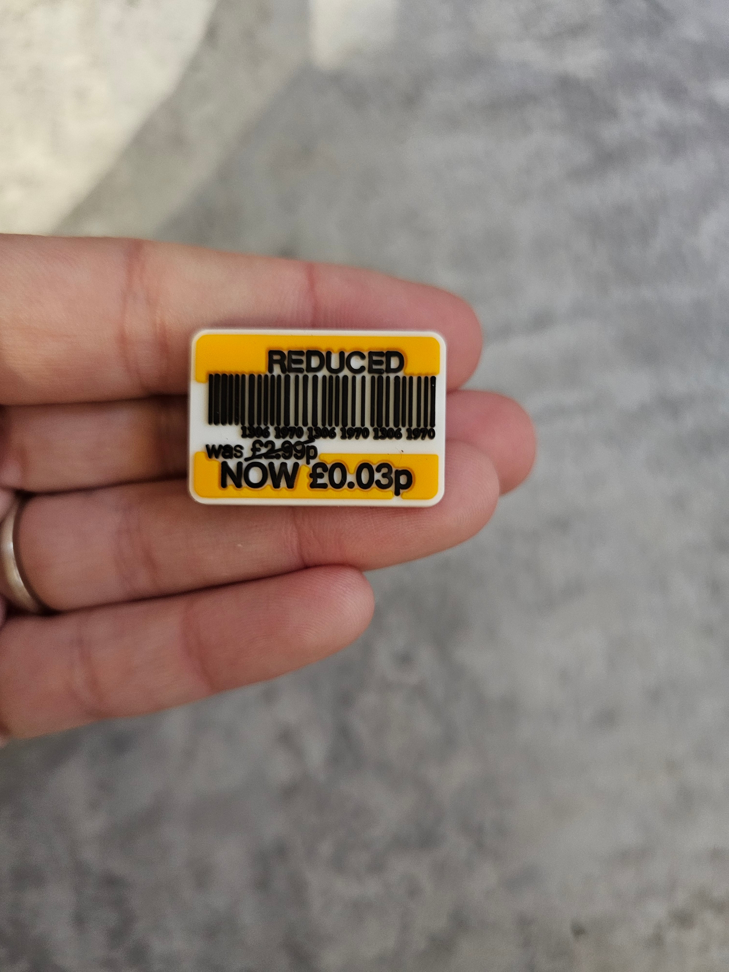 Reduced sticker, shoe charm