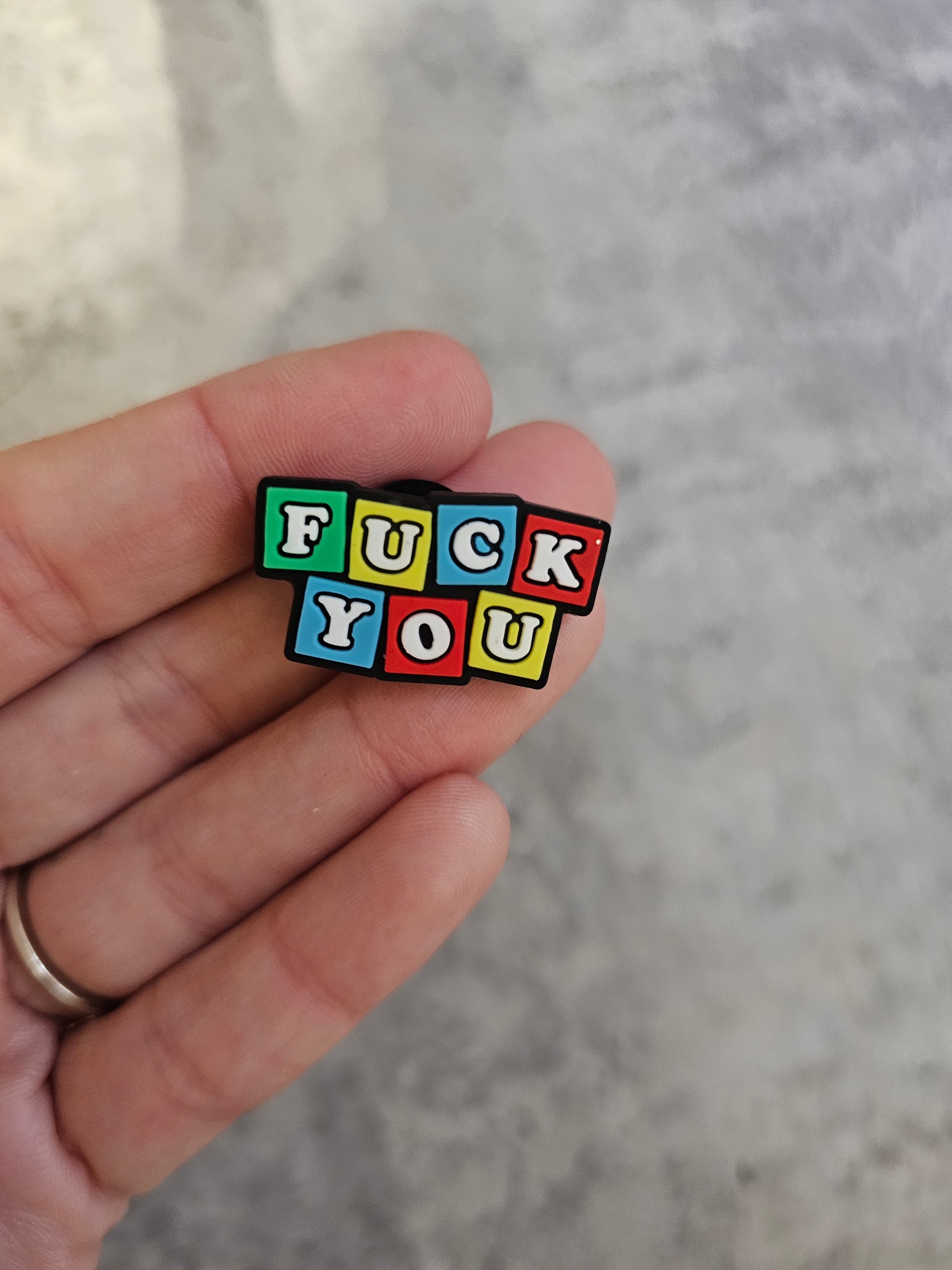 F you blocks ,  shoe charm