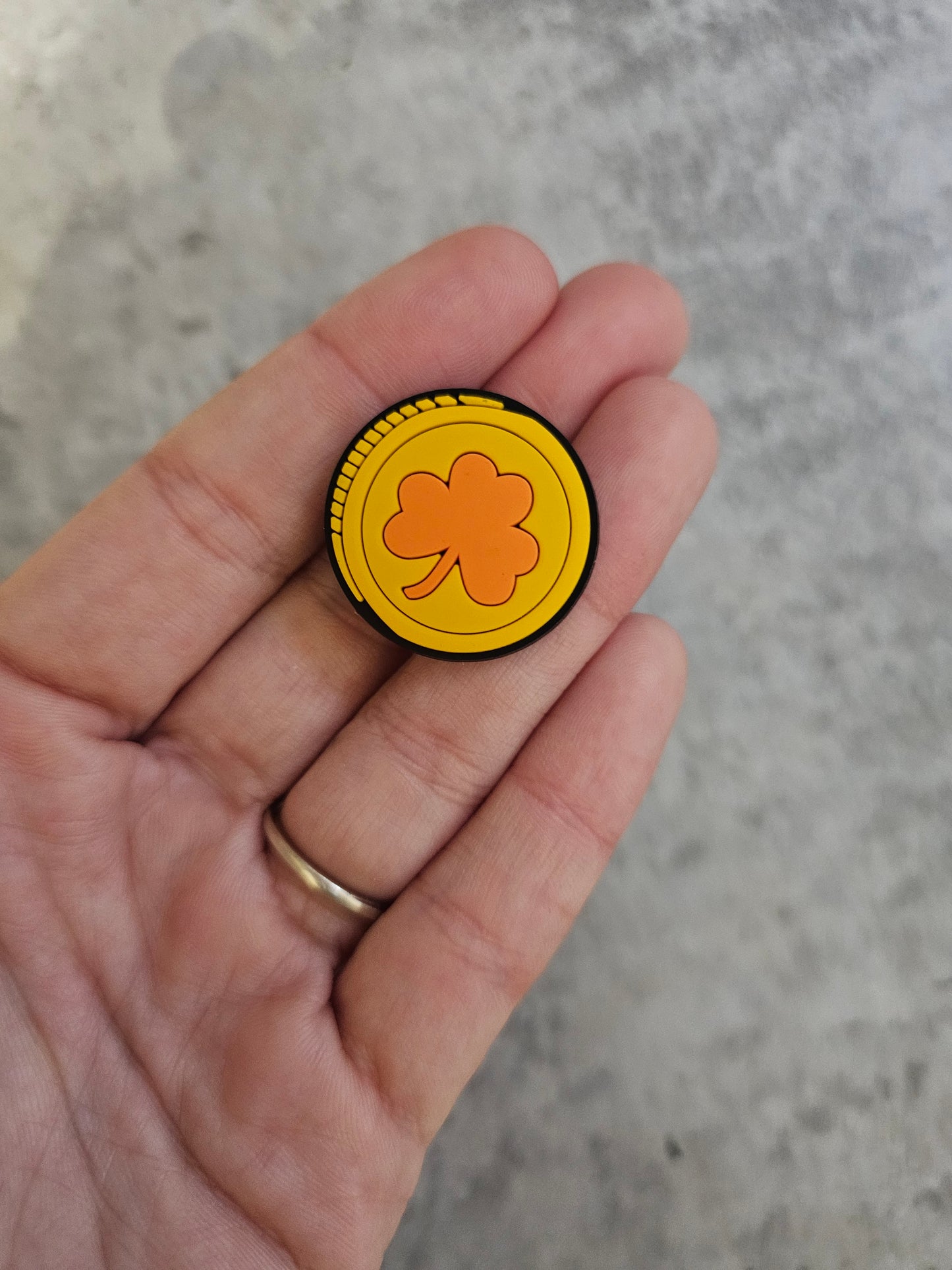 Lucky clover coin, shoe charm