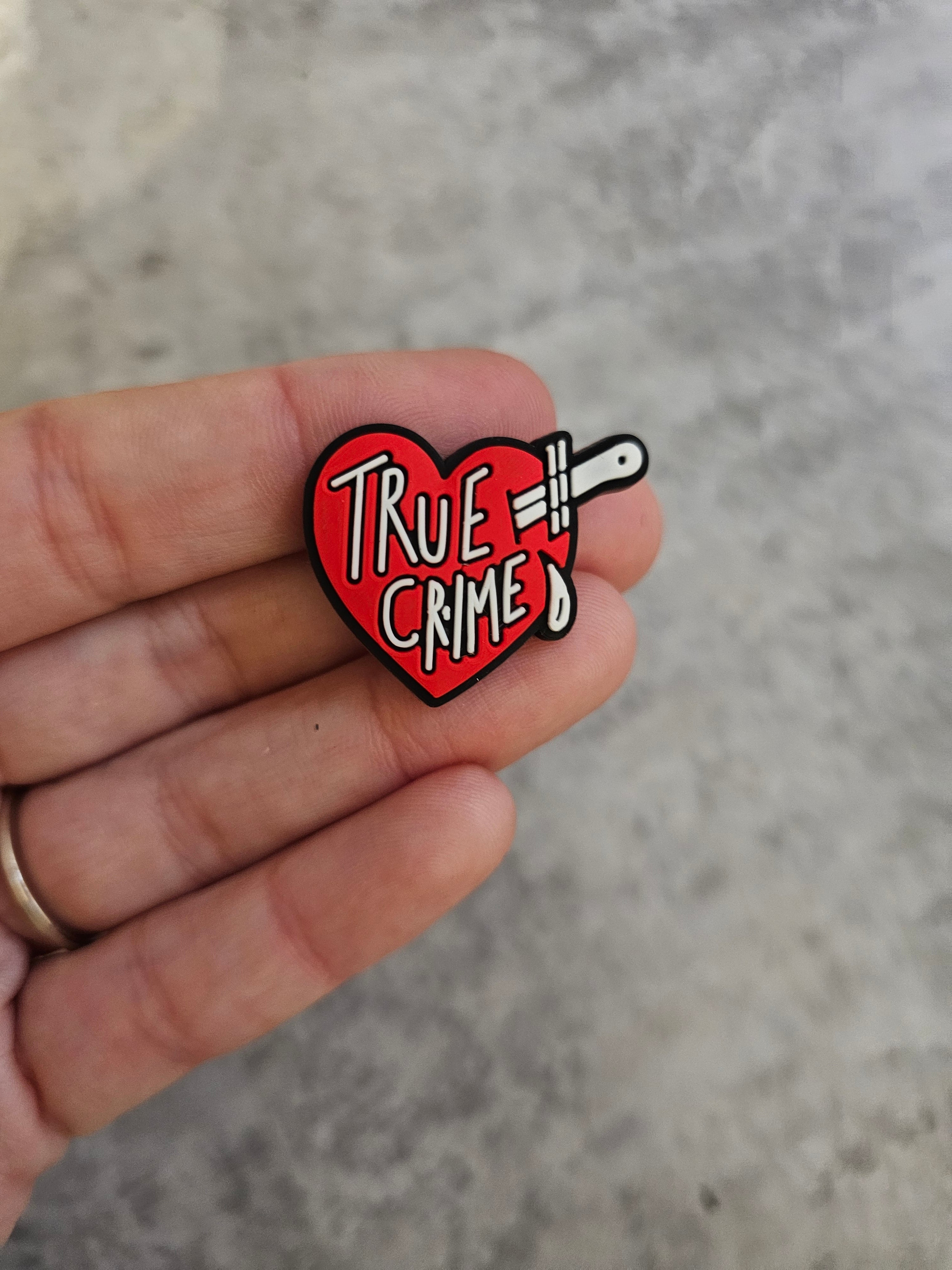 True crime heart, shoe charm