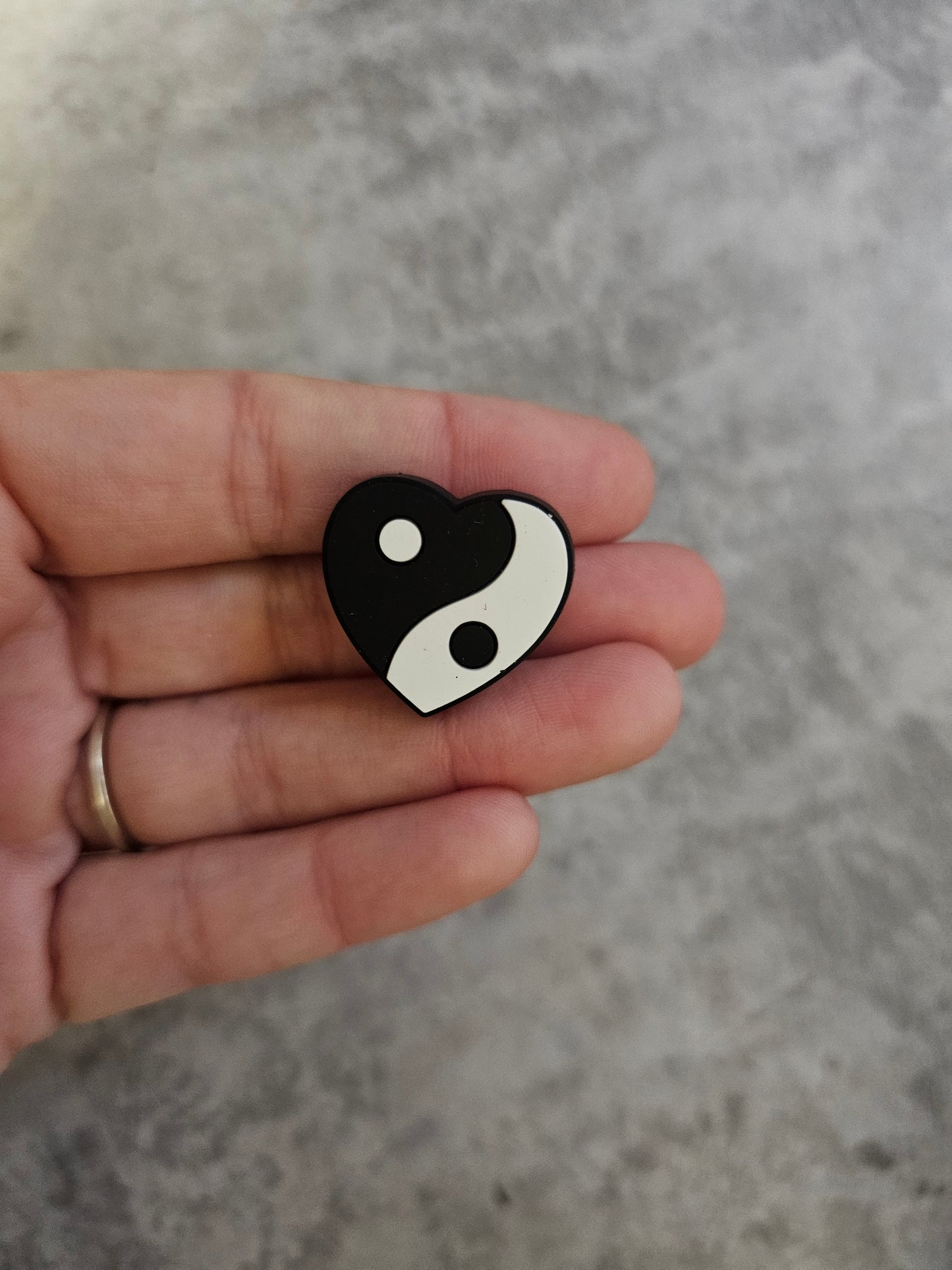 Ying yang heart , shoe charm