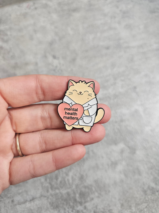 Mental health matters cat Pin Badge