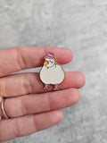 Fat goose in pink hat  Pin Badge