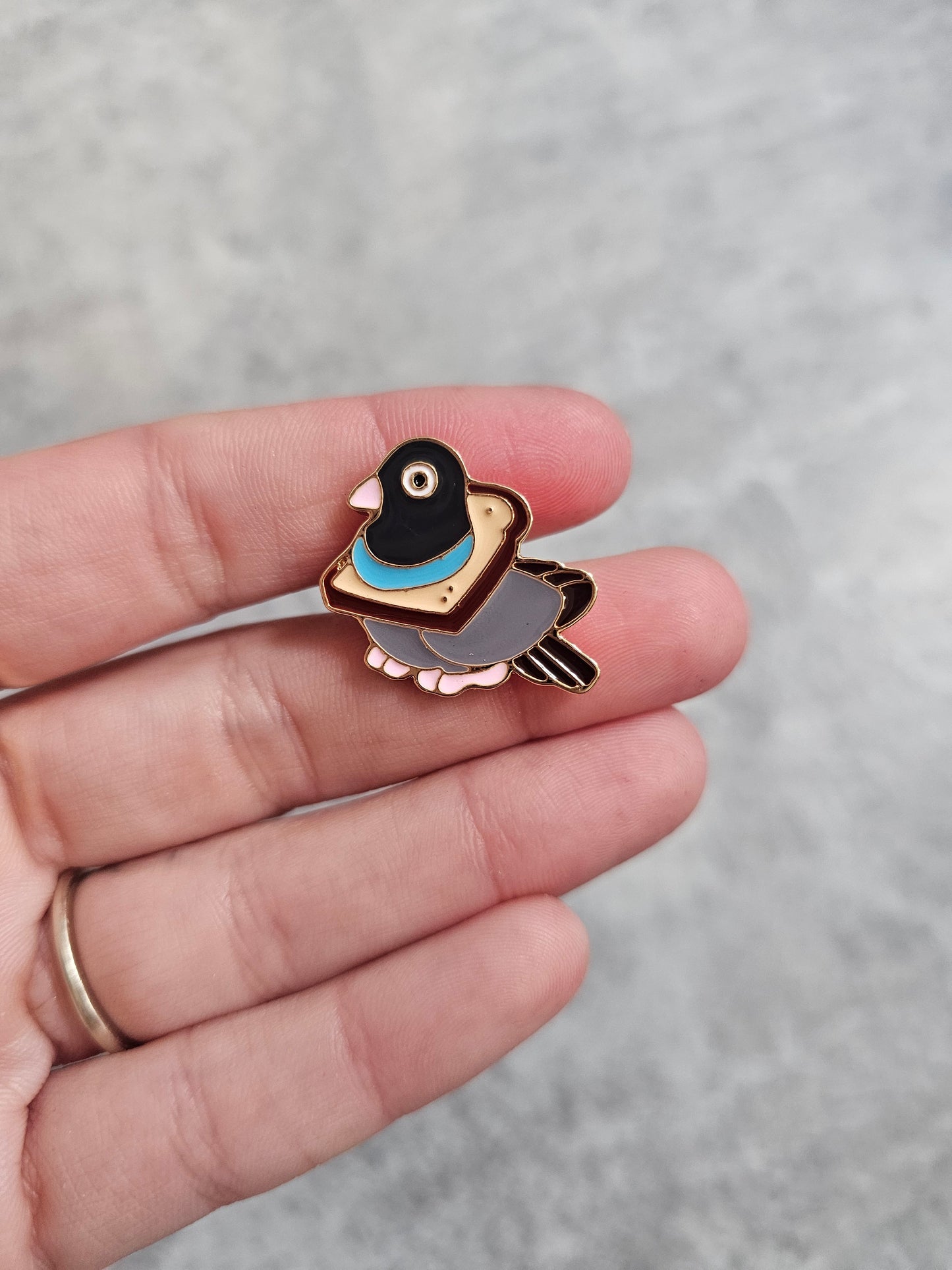 Pigeon in bread Pin Badge