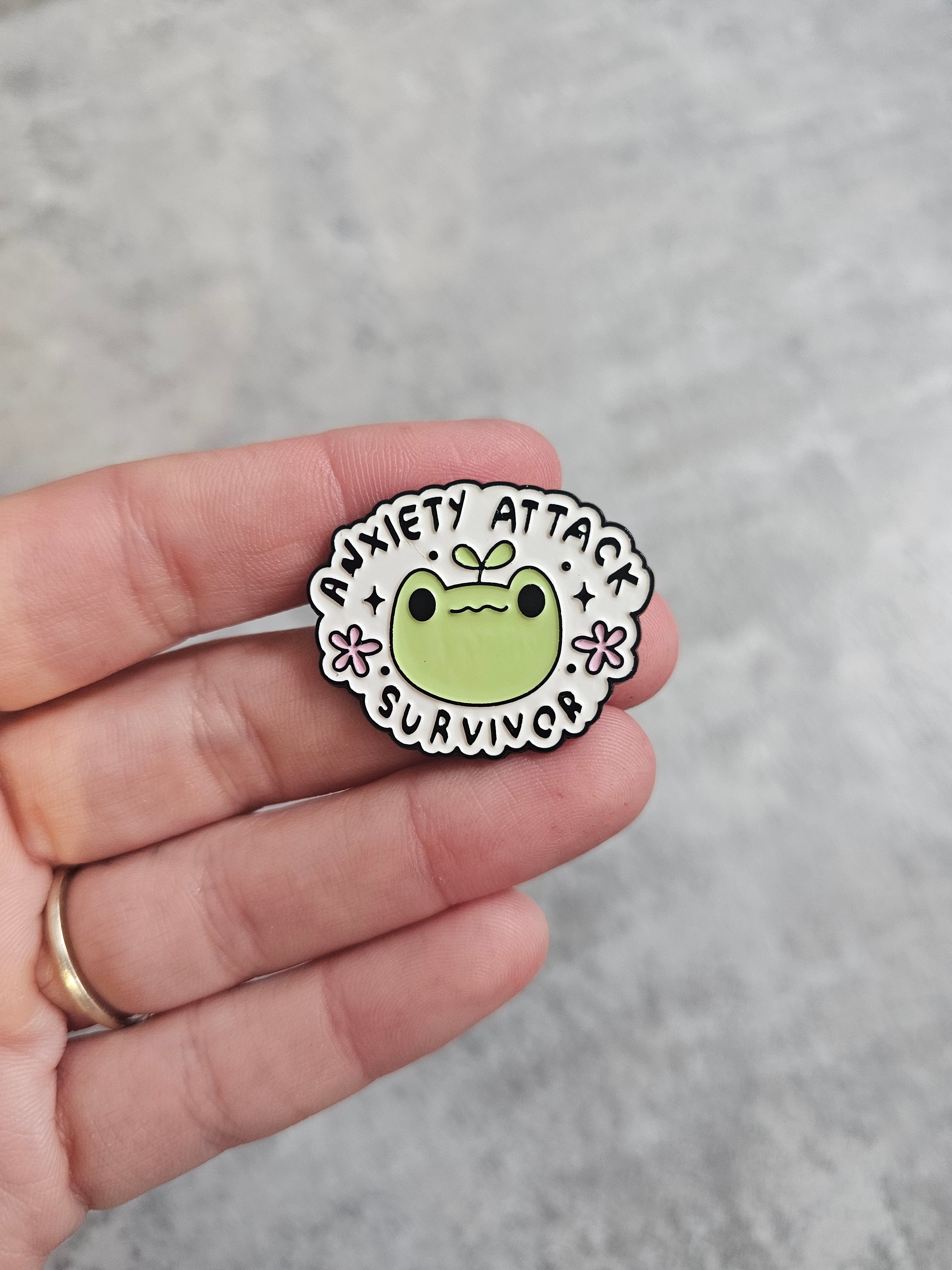 Anxiety attack survivor frog Pin Badge