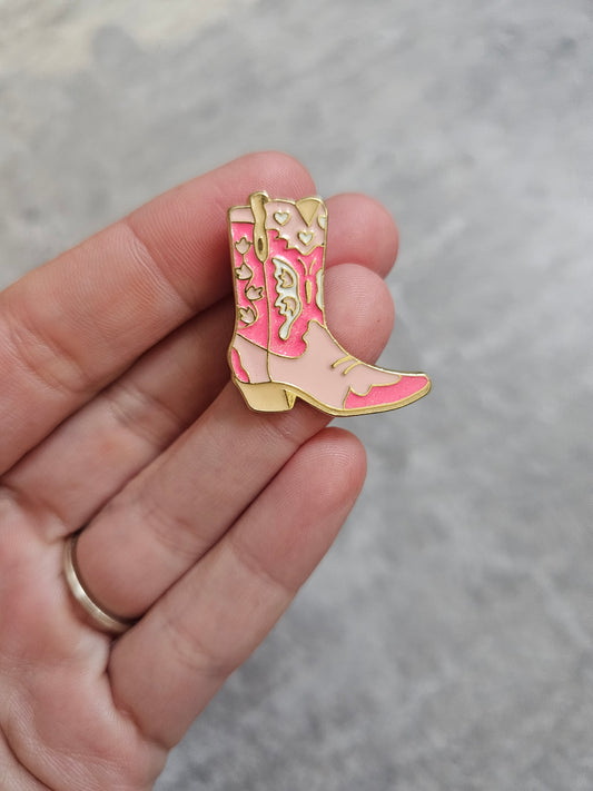 Pink glitter cowgirl boots Pin Badge, Western, Cowgirl, Cowboy, western inspired gifts