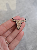 Brown cow skull Pin Badge, Western, Cowgirl, Cowboy, western inspired gifts