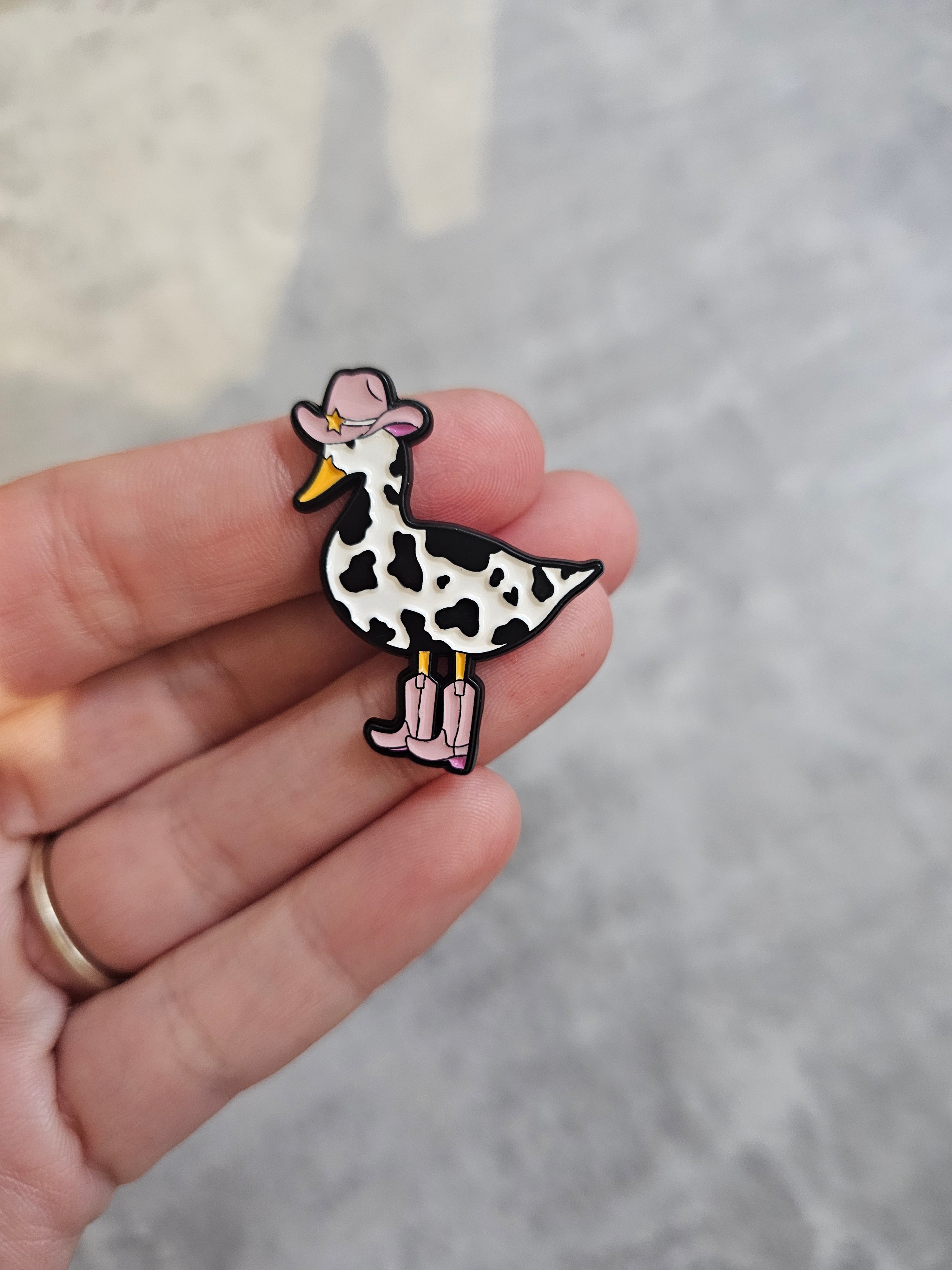 Cow print goose Pin Badge, Western, Cowgirl, Cowboy, western inspired gifts