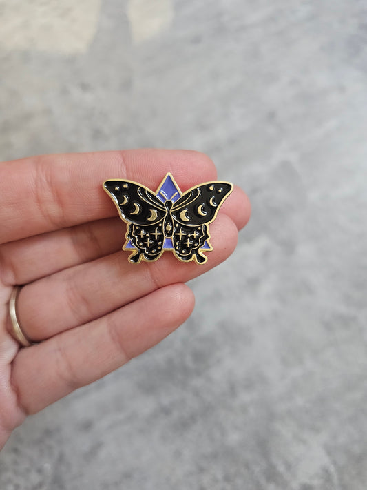 Black moth Pin Badge, Moth gift, Mystical