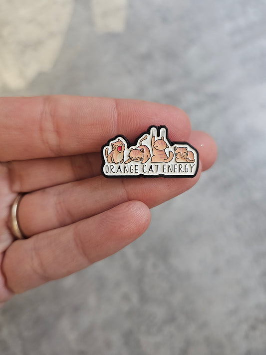 Orange cat energy Pin Badge, cat gift idea, funny gift, humour
