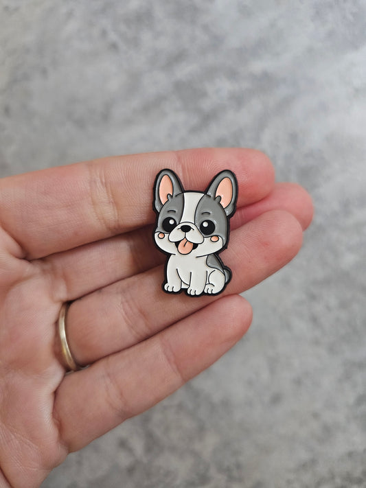 Grey Frenchie dog Pin Badge, dog gifts , gift idea
