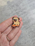 Pug on skateboard Pin Badge, dog gifts , gift idea