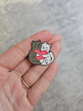 Hugging heart cats Pin Badge, cat gifts , gift idea