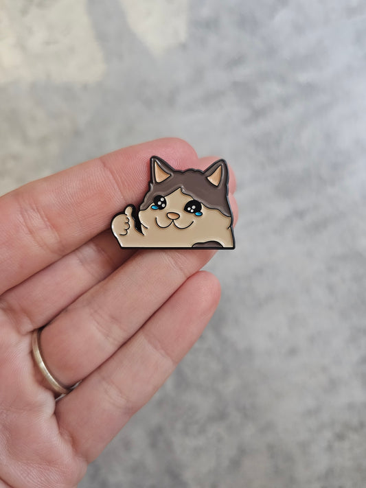 Thumbs up sad cat Pin Badge, cat gifts , gift idea