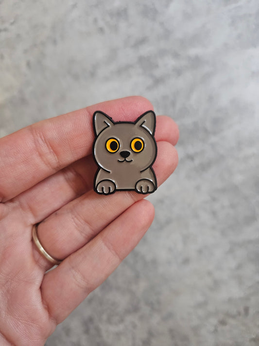 Grey cat Pin Badge, cat gifts , gift idea