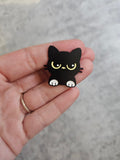 Grumpy black cat Pin Badge, cat gifts , gift idea