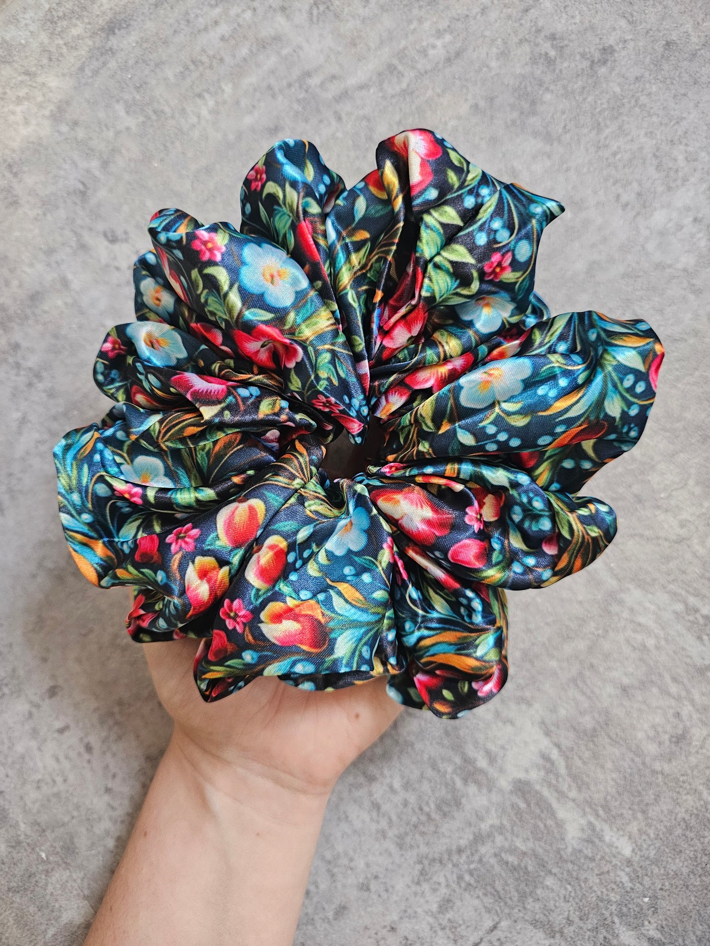 Glowing Garden XL Satin Hair Scrunchie