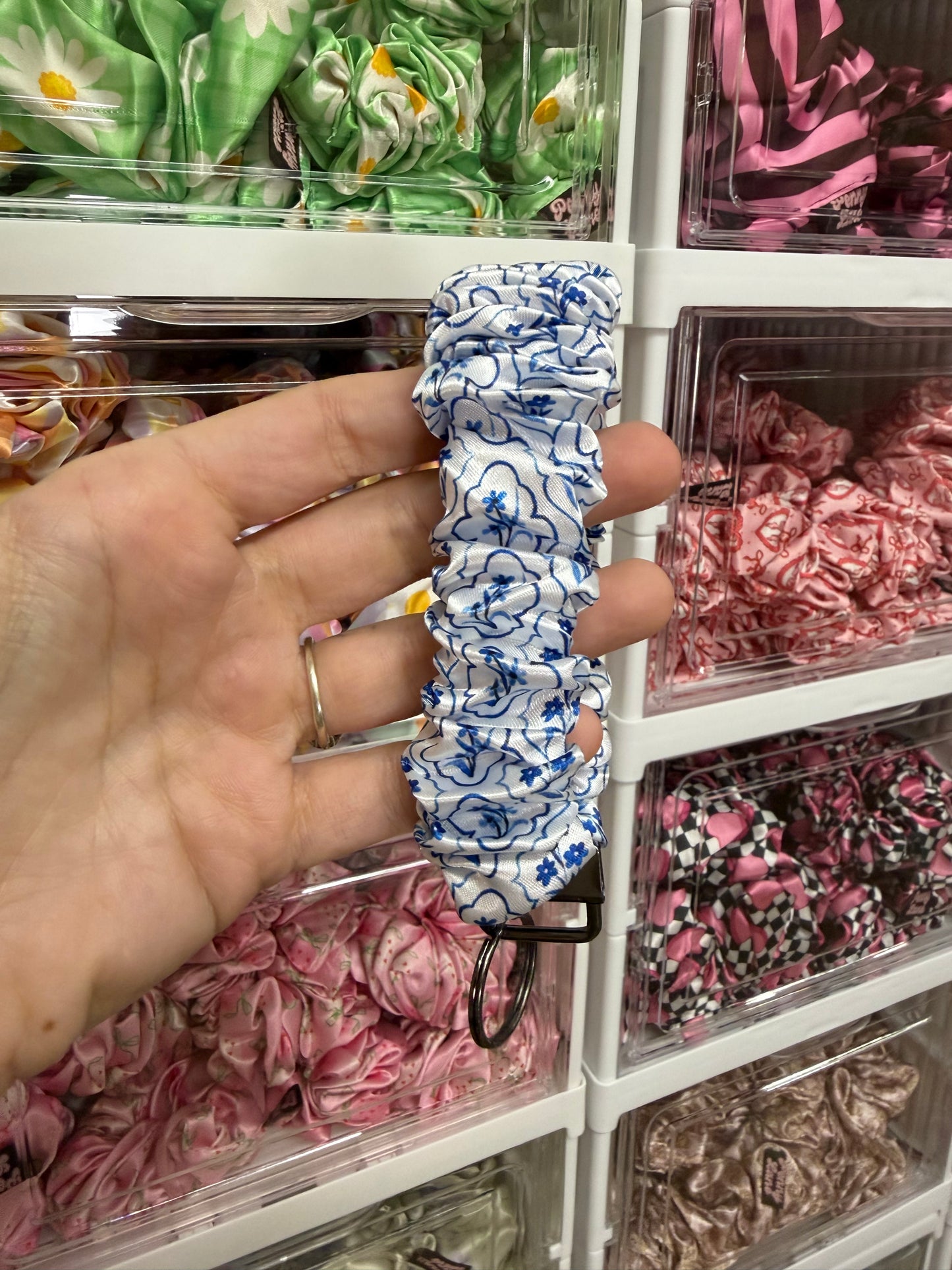 Santorini Floral Scrunchie Keyring