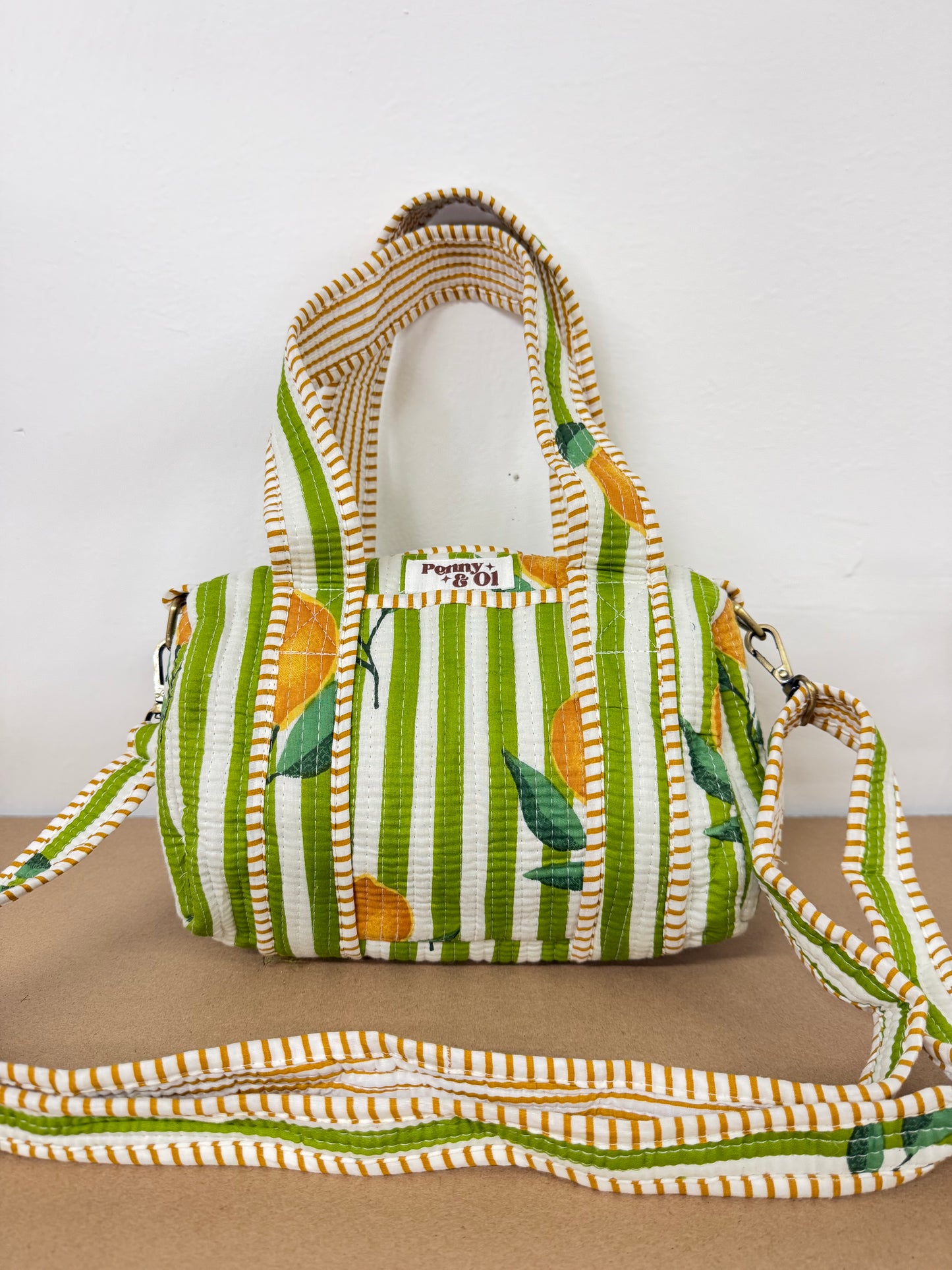 Green Stripe Lemons collection, tote bags. Cotton tote bags all sizes