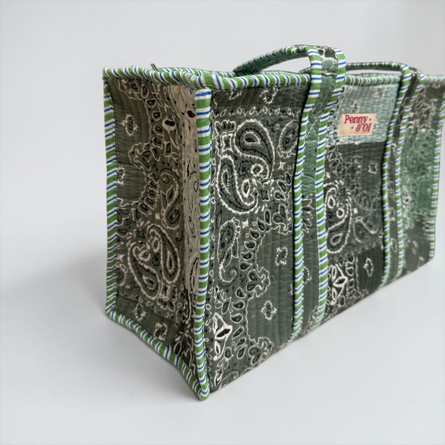 Sage Paisley Bandana MEDIUM Cotton tote bag