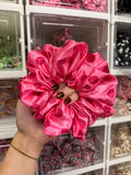 Pink Polka Dot XL Satin Hair Scrunchie