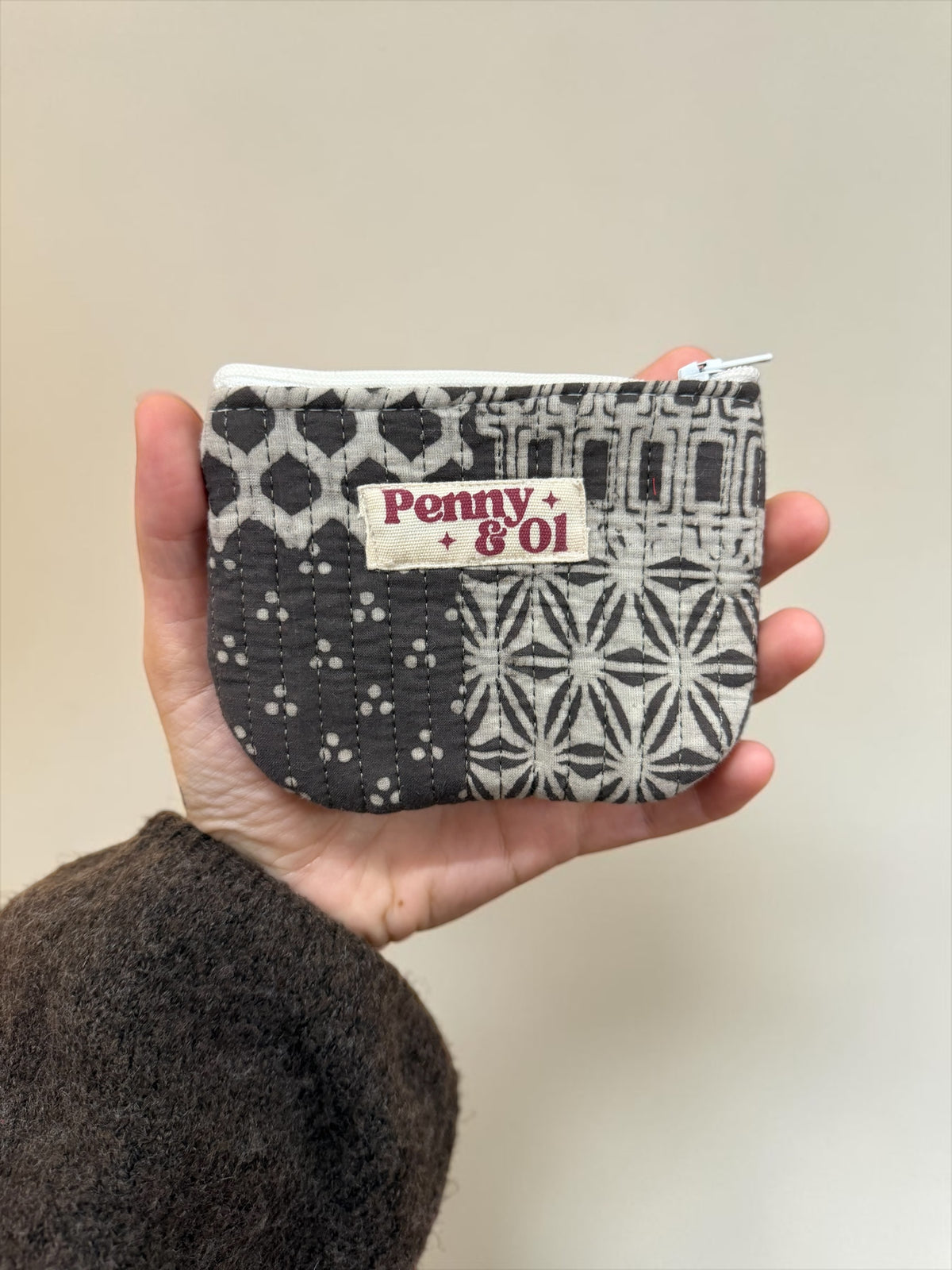 Greige Mosaic Mini Zip Purse - Penny & Ol