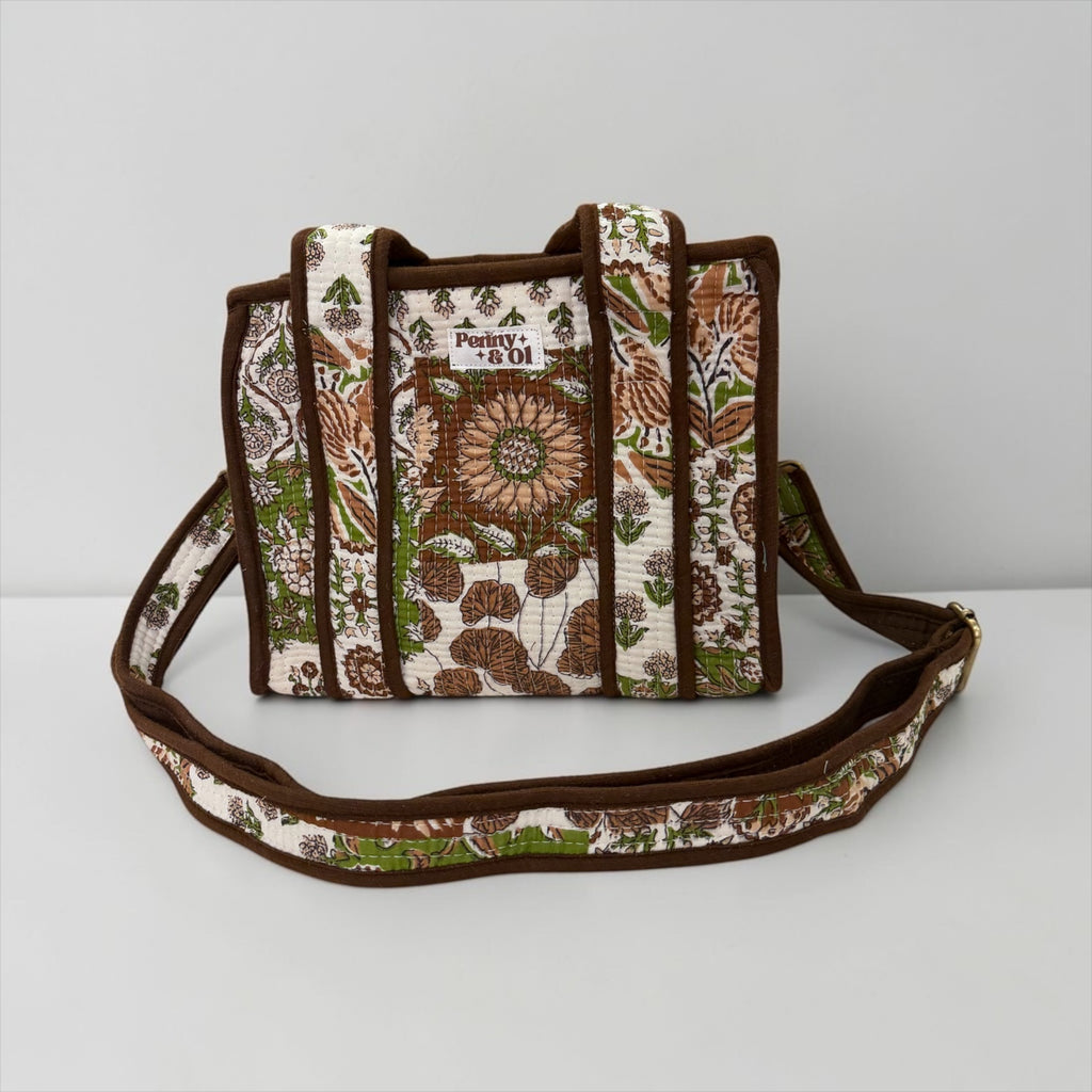 Brown Patchwork MINI Tote Bag - Penny & Ol