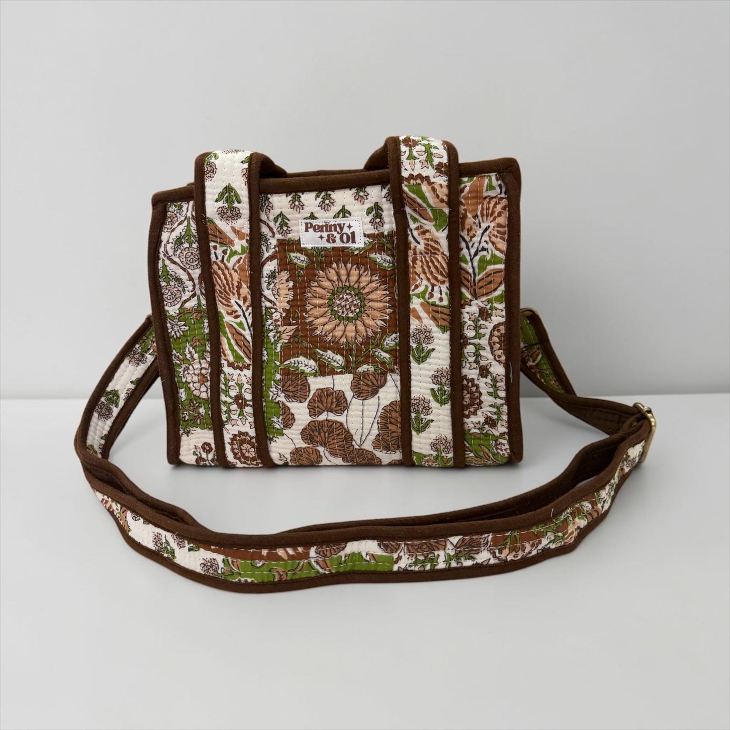 Brown Patchwork MINI Tote Bag - Penny & Ol