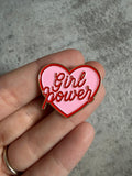Girl power pink heart Pin Badge