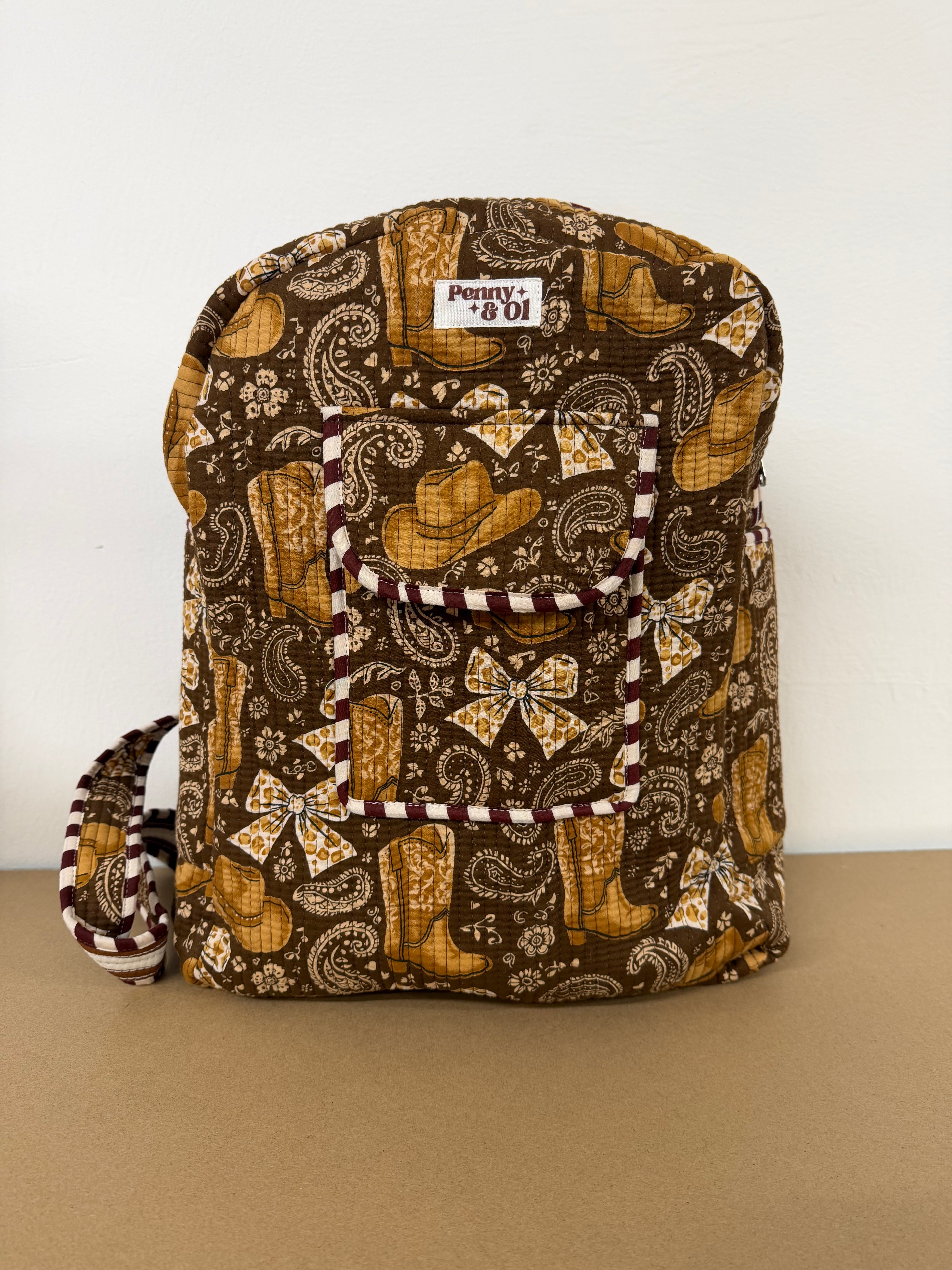 Cowgirl Backpack, handmade cotton tote bags